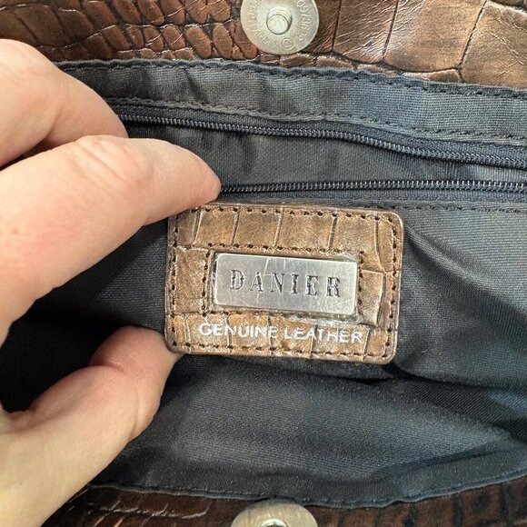 DANIER Brown crocodile leather shoulder purse bag - Picture 7 of 13